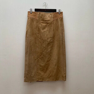Vintage - Brown Suede Leather Danier High Waisted Skirt